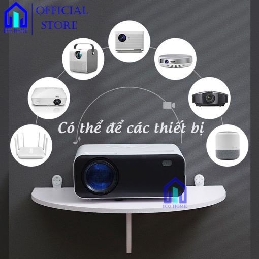 Kệ treo tường để máy chiếu, điện thoại, modem wifi, kệ trang trí không cần khoan màu trắng