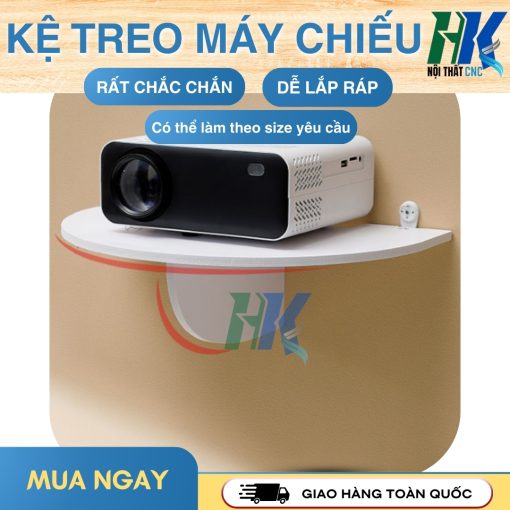 Kệ treo tường để máy chiếu, điện thoại, modem wifi, kệ trang trí không cần khoan màu trắng