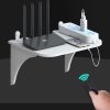 Kệ wifi treo tường không cần khoan để đầu thu kỹ thuật số, remote, điện thoại, chất liệu gỗ cao cấp